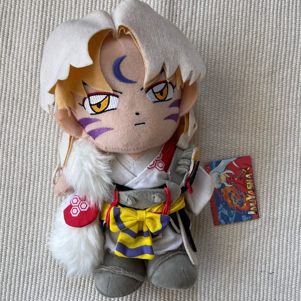 Rare Vintage Sesshomaru Inuyasha Plush Anime Plushie Chibi Tag 10” Official Vtg